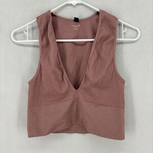 Urban outfitters Out From Under women’s large ribbed mauve pink v-neck crop top